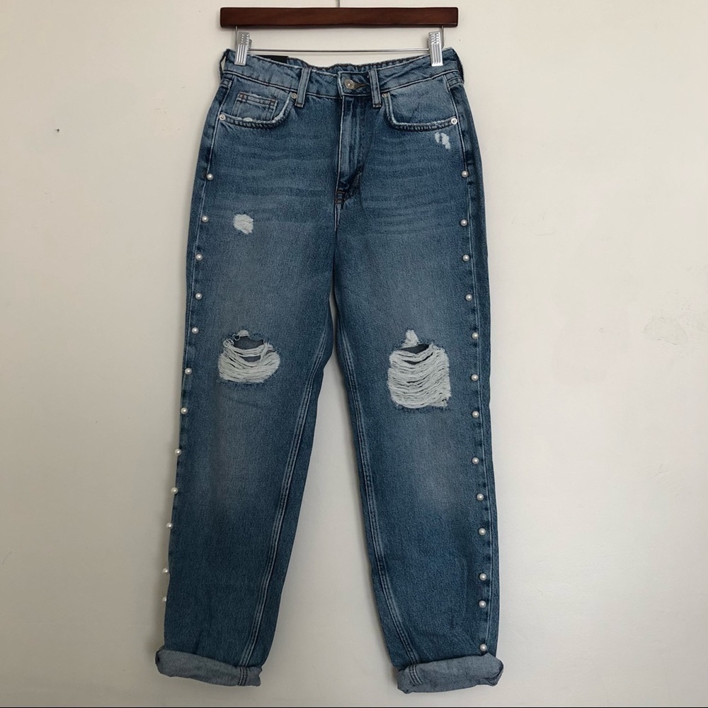 H&M high waisted pearl jeans